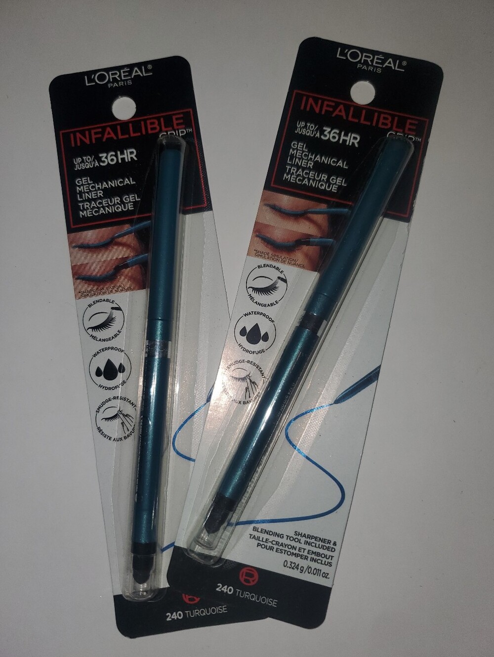 2 L'Oréal Infallible 36HR Gel Mechanical Eyeliner Pencil - Turquoise